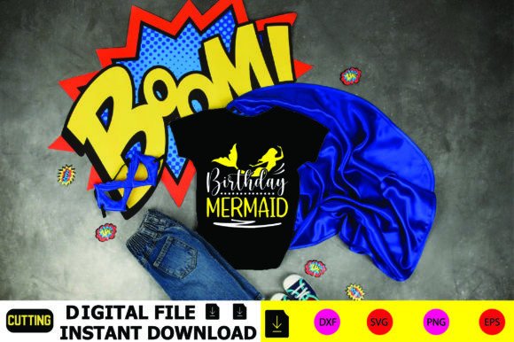 Birthday Mermaid Graphics for T-Shirt Designs