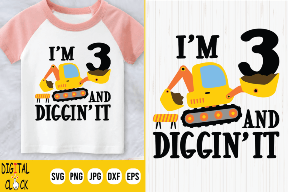Construction 3rd Birthday Boy Excavator Graphics