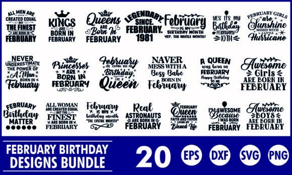 February Birthday SVG Designs Bundle