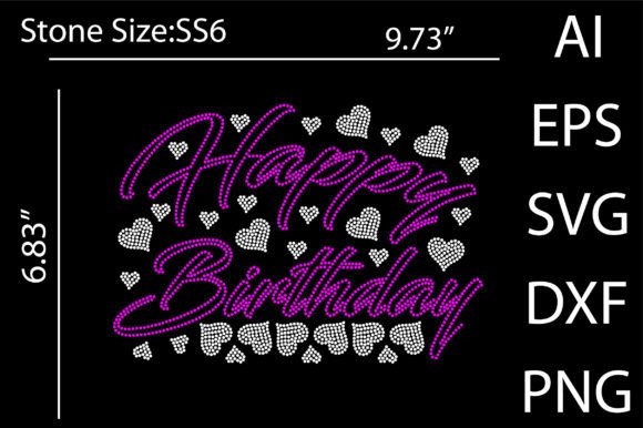 Happy Birthday Rhinestone Templates: Graphics for T-Shirt Designs