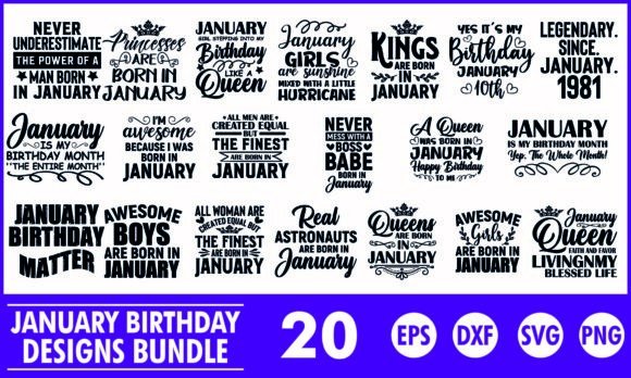 January Birthday SVG Bundle: Graphics & T-Shirt Designs