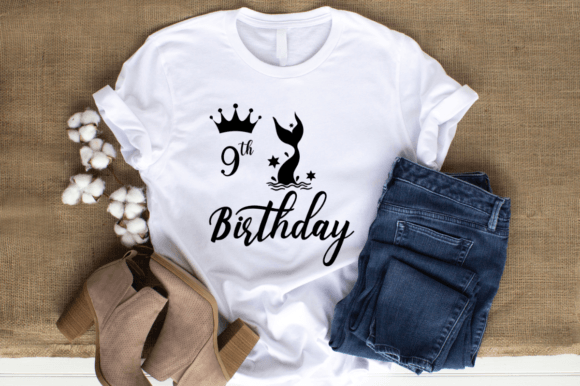 Mermaid Birthday - 9th Birthday SVG